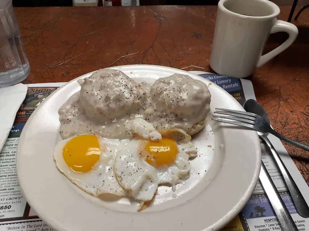 Biscuits and Gravy with Two Eggs