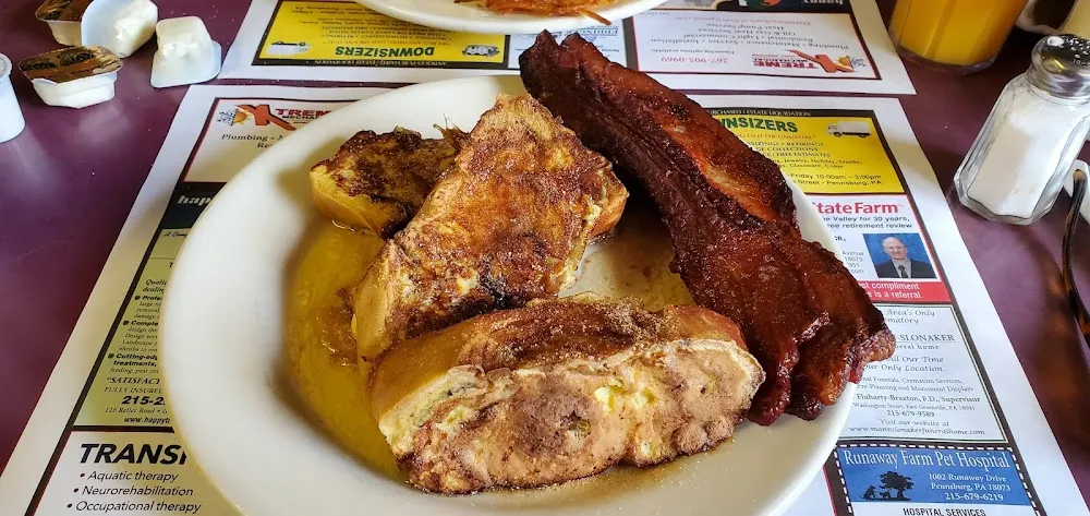 Cinnamon Roll French Toast with Thick Bacon