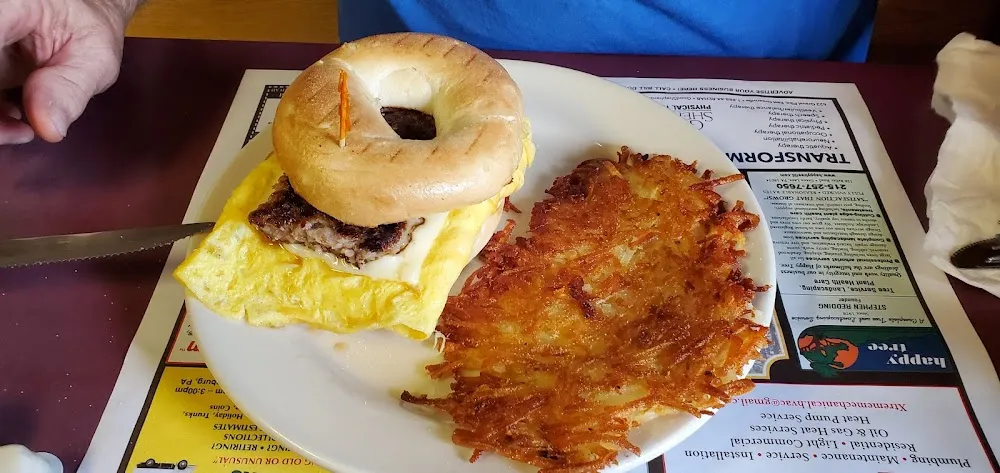 Eggs and Sausage Sandwich with Homefries